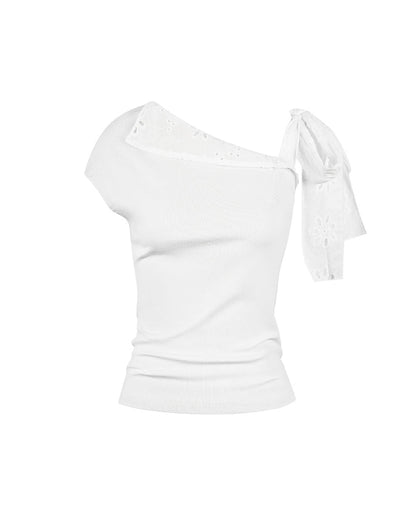 One-Shoulder Tie Sleeve Top