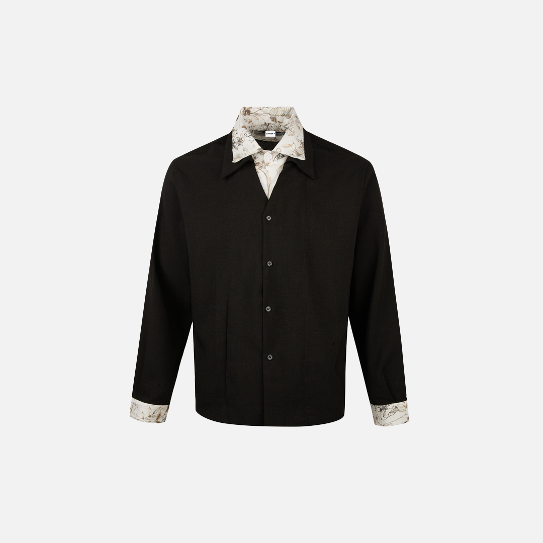 Flattering Black Linen Collared Casual Shirt
