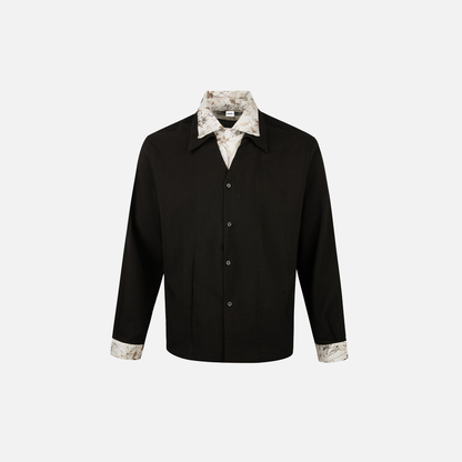 Flattering Black Linen Collared Casual Shirt