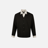 Flattering Black Linen Collared Casual Shirt