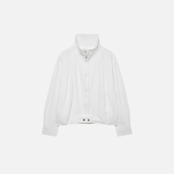 Cozy Soft White High Neck Bomber Jacket