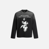 Unique Tie Dye Washed Distressed Long Sleeve T-Shirt