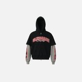 Y2K Fake Two Piece Flame Printed Hooded Sweatshirt
