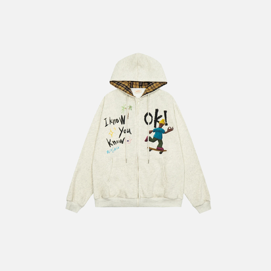 Long-lasting Cool Graffiti Zip Up Hooded Sweatshirt