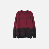 Stylish Grunge Embroidered Ripped Sweater