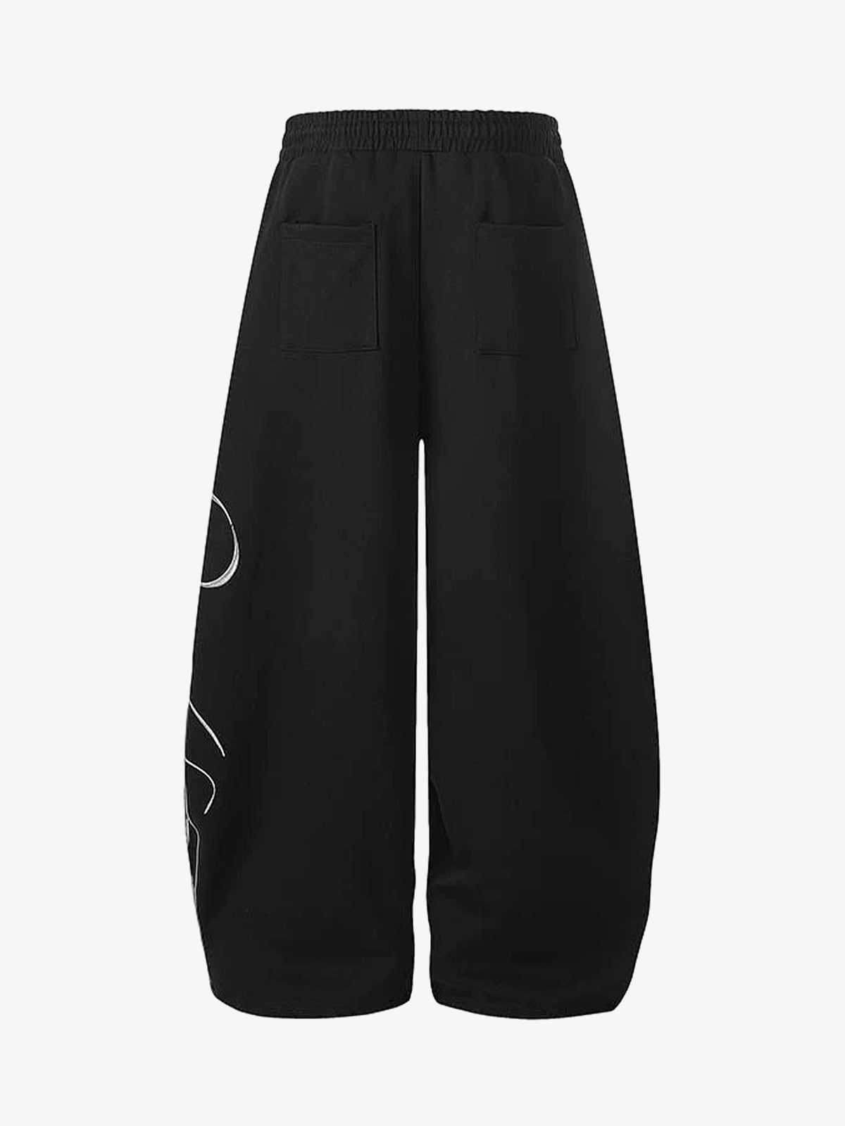 Script Embroidered Piped Wide-Leg Sweatpants; Black / S, Black / M, Black / L, Black / XL