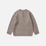 Plush Loose Half Button Round Neck Sweater