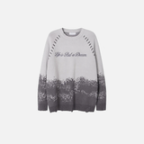 Stylish Grunge Embroidered Ripped Sweater