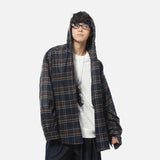 Streetwear Cool Plaid Casual Hooded Shirt
