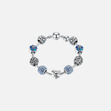 Love and Flower Silver Plated Charm Bracelet
