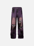 Vintage Streetwear Distressed Tie Dye Denim Jeans