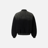 Faded Letter Embroidery Baseball Varsity Denim Jacket