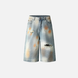 Streetwear Flattering Distressed Tie-Dye Denim Short