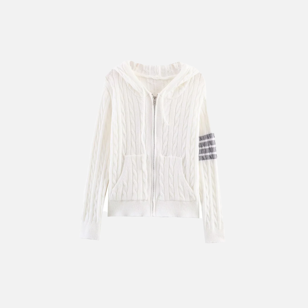 Effortless Slim Fit Zipper Hooded Cardigan