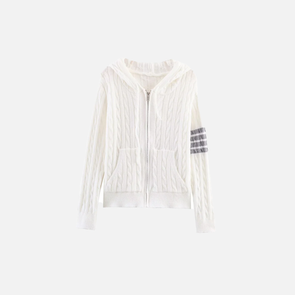 Effortless Slim Fit Zipper Hooded Cardigan