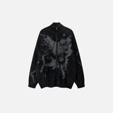 Butterfly Graphic Unique Knit Turtleneck Cardigan