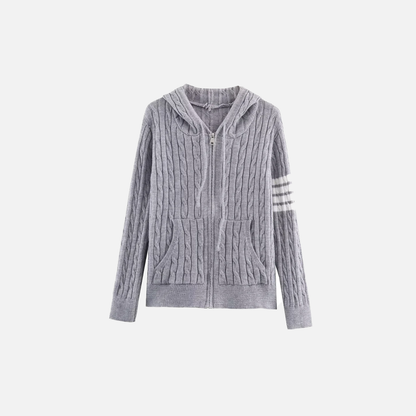 Effortless Slim Fit Zipper Hooded Cardigan