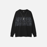 Streetwear Floral Print Chain Detail Long Sleeve Sweatshirt
