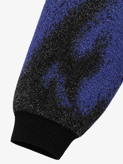 Abstract Spray Graphic Jacquard Knit Polo Sweater; Purple / S, Purple / M, Purple / L, Purple / XL, Purple / 2XL