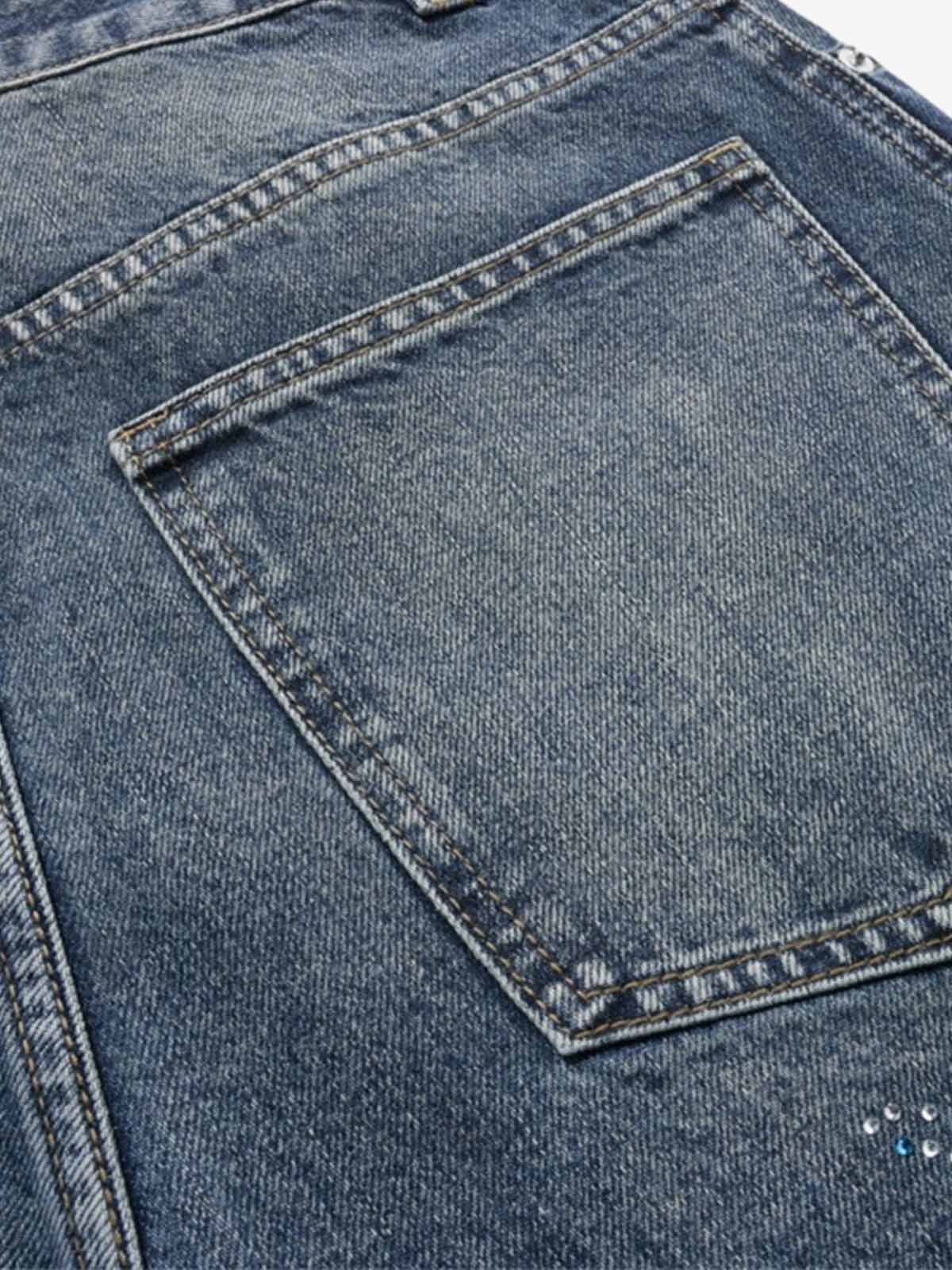 All-Over Rhinestone Embellished Jeans; Blue / S, Blue / M, Blue / L, Blue / XL, Blue / 2XL