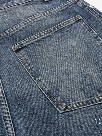 All-Over Rhinestone Embellished Jeans; Blue / S, Blue / M, Blue / L, Blue / XL, Blue / 2XL
