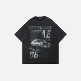 Oversized Japanese Racing Car Graphic T-Shirt