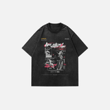 Oversized Streetwear Faded Angel Statue T-Shirt