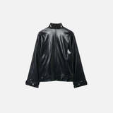 Vintage Gothic High Neck Zipper PU Leather Jacket
