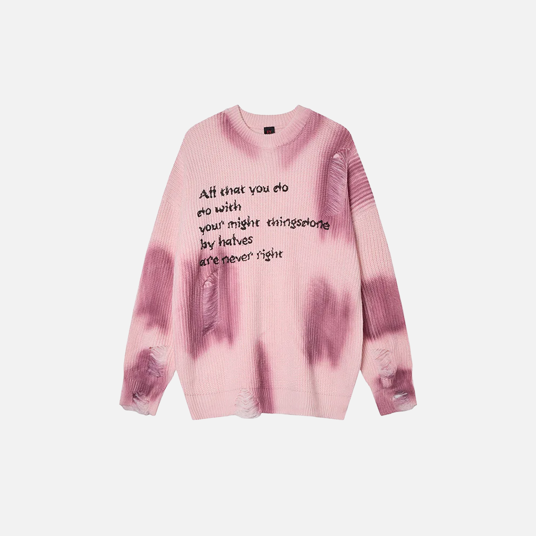 Lightweight Distressed Hip Hop Tie Dye Knit Sweater