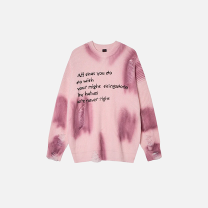 Lightweight Distressed Hip Hop Tie Dye Knit Sweater