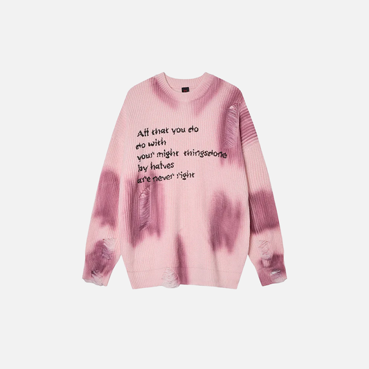 Lightweight Distressed Hip Hop Tie Dye Knit Sweater