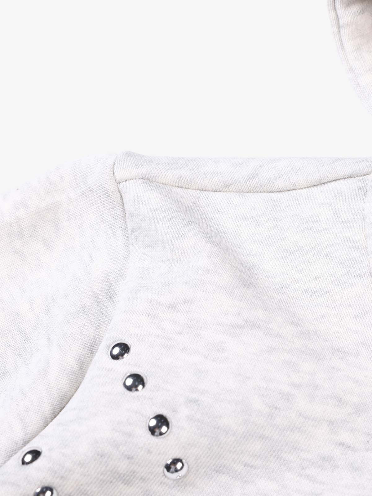 Studded Detail Cropped Set; Gray / S, Gray / M, Gray / L