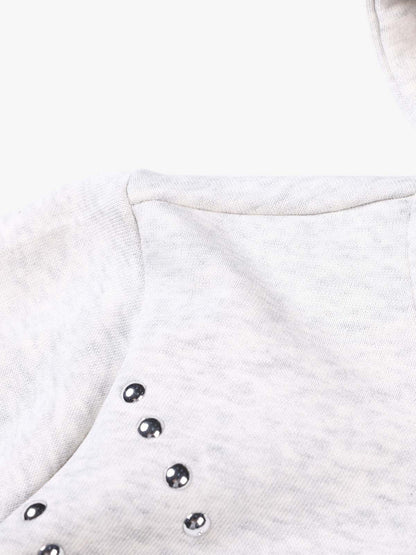 Studded Detail Cropped Set; Gray / S, Gray / M, Gray / L