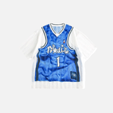 Fake Two Piece Graphic Print V-Neck Basketball T-Shirt