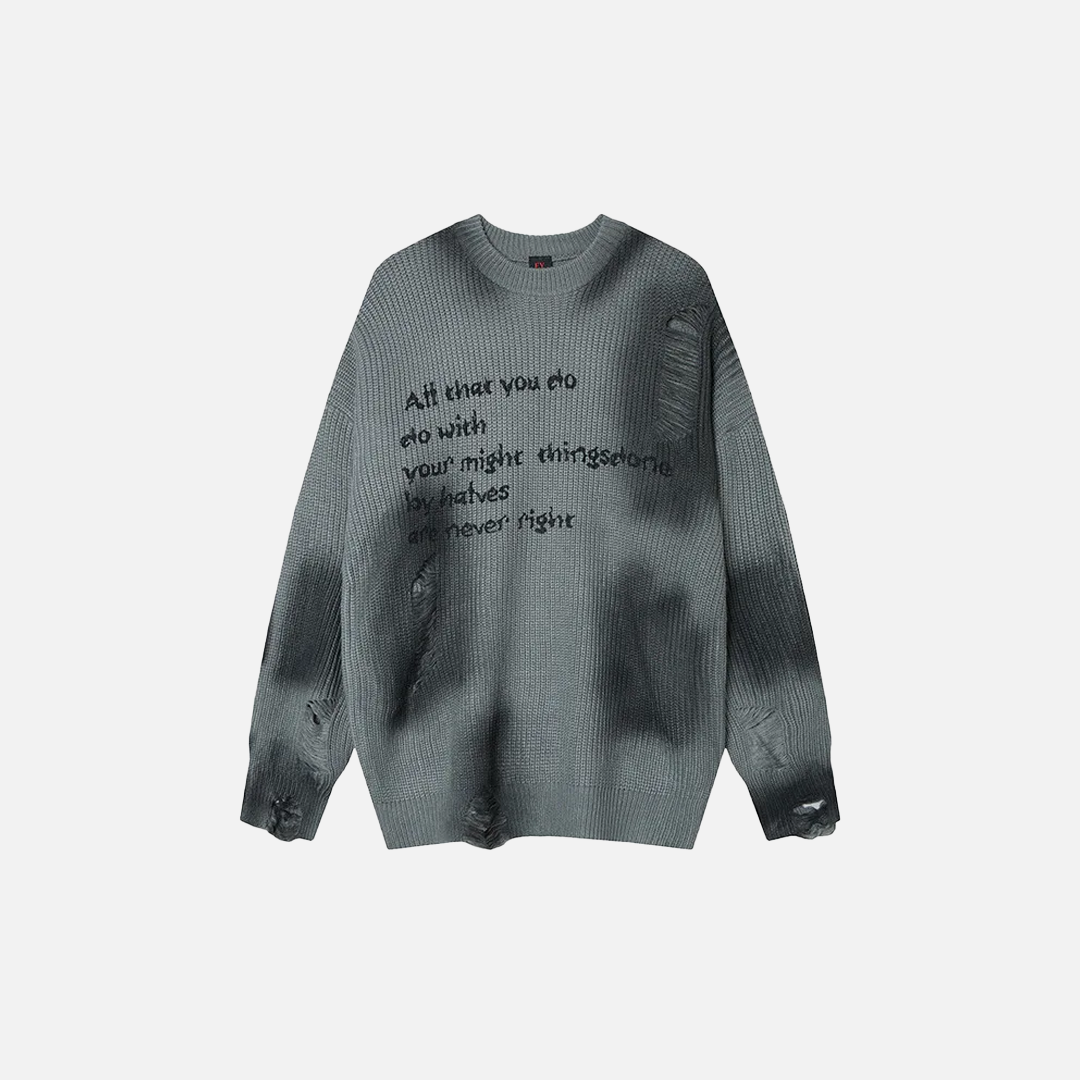 Lightweight Distressed Hip Hop Tie Dye Knit Sweater