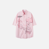 Sweet Colorful Cartoon Print Short Sleeve Shirt