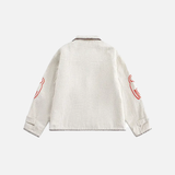 Embroidered Red Cat Garment Linen Jacket