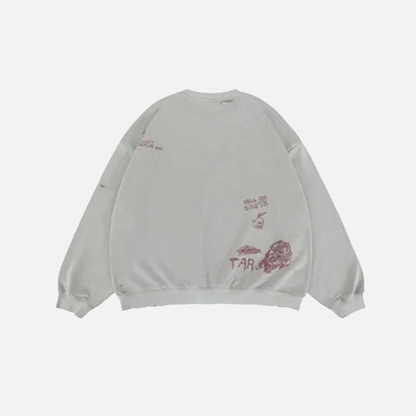 Tactical Oversized Graffiti Printed Sweatshirt