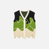 Irregular V-Neck Knitted Sweater Vest