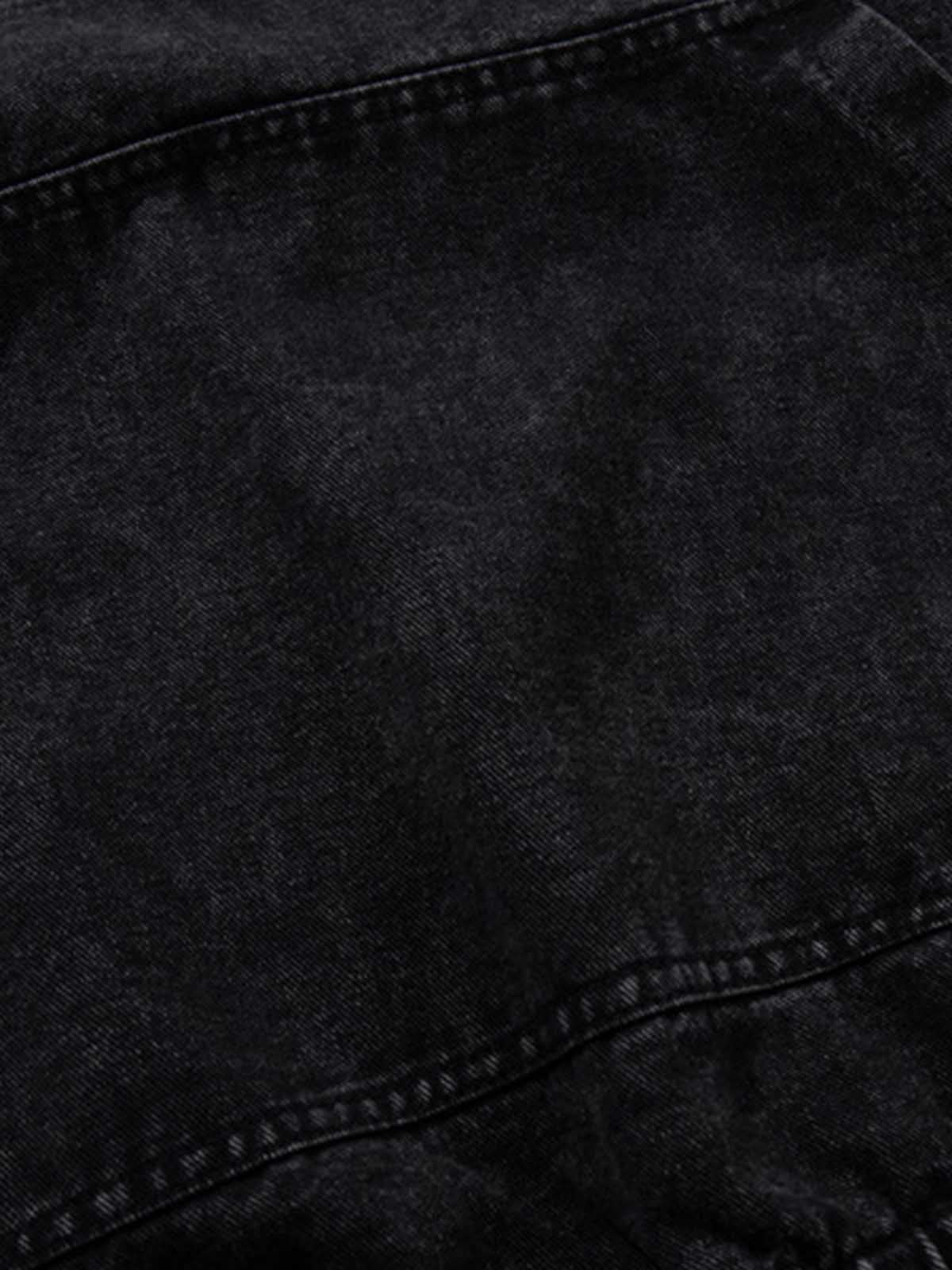 Vintage Washed Denim Metal Toggle Detail Pullover Hoodie; Black / M, Black / L, Black / XL