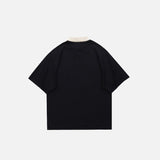 Back view of the black "Street Memort" Printed T-Shirt in a gray background