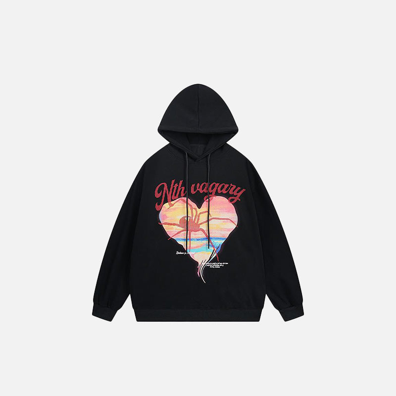 Heart Shaped Spider Graphic Hoodie