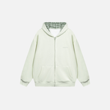 Stylish American Vibe Loose Zip-Up Hooded Sweatshirt