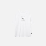 Front view of the white Dragon Graphic Printed T-shirt in a gray background 