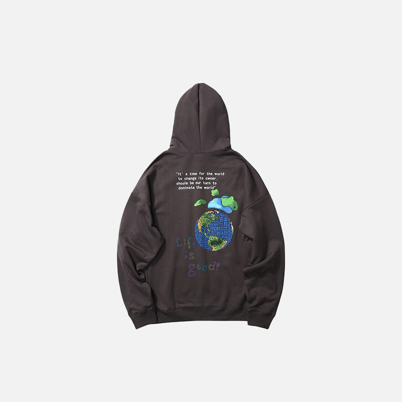 "Life is good" Earth Print Hoodie
