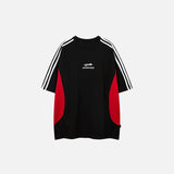 Front view of the black Contrast Color Speedway Sports T-shirt in a gray background