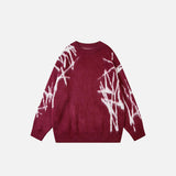 Front view of the red Loose Gothic Warm Sweater in a gray background