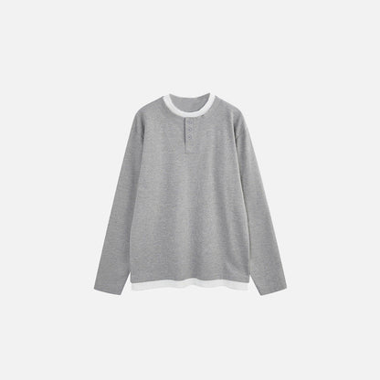 Front view of the gray Eclipse Wanderer Long-Sleeve T-shirt in a gray babackground