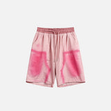 Front view of the pink Oversized Loose Cargo Shorts in a gray background