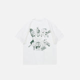 Back view of the white Summer Utility T-shirt in a gray background 